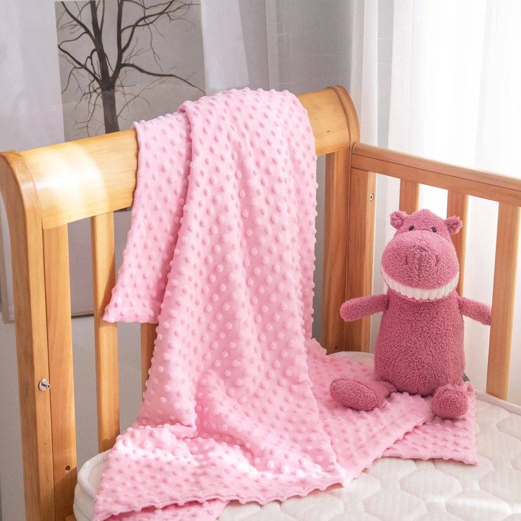 Wholesale Double Layer Baby Soft Minky DOT Receiving Blanket