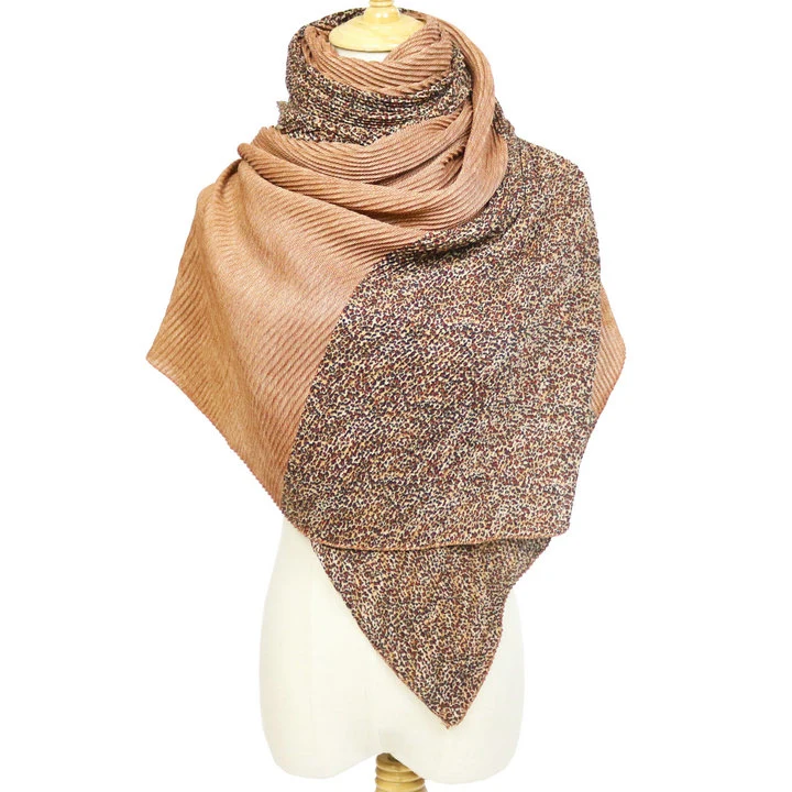 Twill Cotton Wrinkled Hijab Autumn Leopard Print Muffler Pleated Warm Muslim Wrap Lady′s Shawl