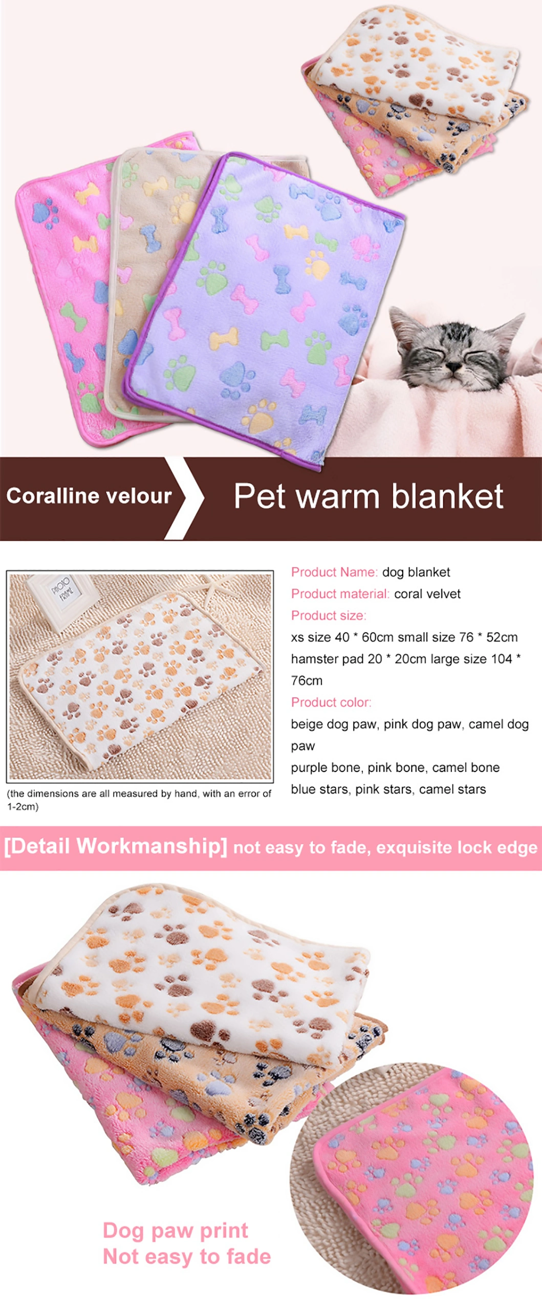 Cat Soft Warm Fleece Bed Cover Breathable Fluffy Blanket